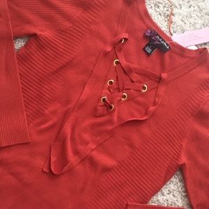 Sexy Tie up ribbed Sweater